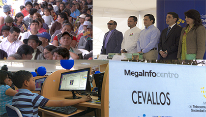 El Ministro Coordinador de los Sectores Estratégicos, Dr. Rafael Poveda, y el Ministro de Telecomunicaciones y de la Sociedad de la Información, Ing. Augusto Espín, entregaron, oficialmente a la ciudadanía de la provincia de Tungurahua 12 nuevos Infocentros Comunitarios y 1 MegaInfocentro