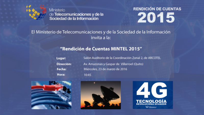 Toda la ciudadanía está invitada a la Rendición de Cuentas MINTEL 2015