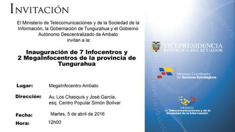 Invitación Inauguración - Infocentros Ambato