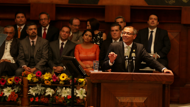 Vicepresidente de la República, Ing. Jorge Glas, en el Informe a la Nación 2016.