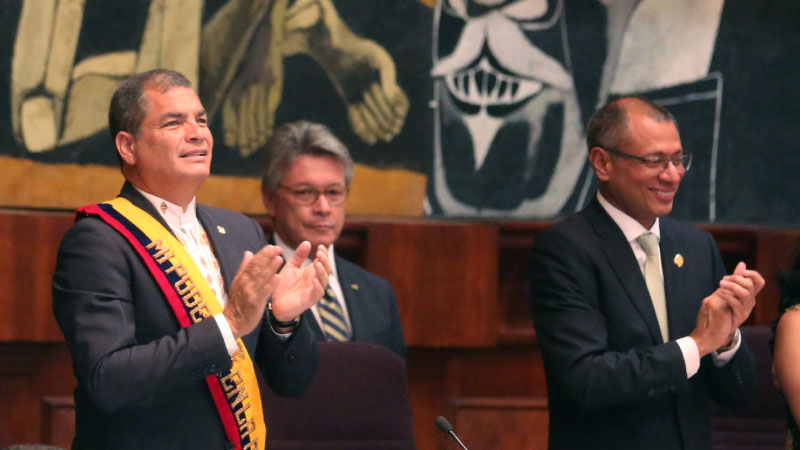 El Presidente Correa junto al Vicepresidente Glas en el Informe a la Nación 2016, en la Asamblea Nacional.