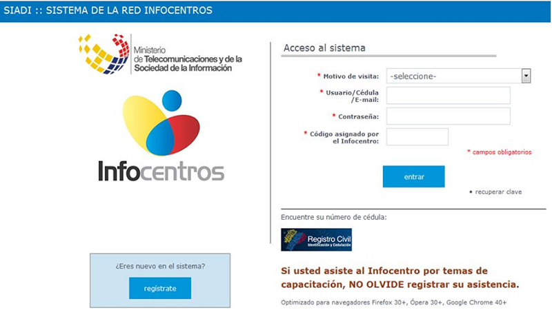 Sistema Integrado de Administración de Infocentros (SIADI)