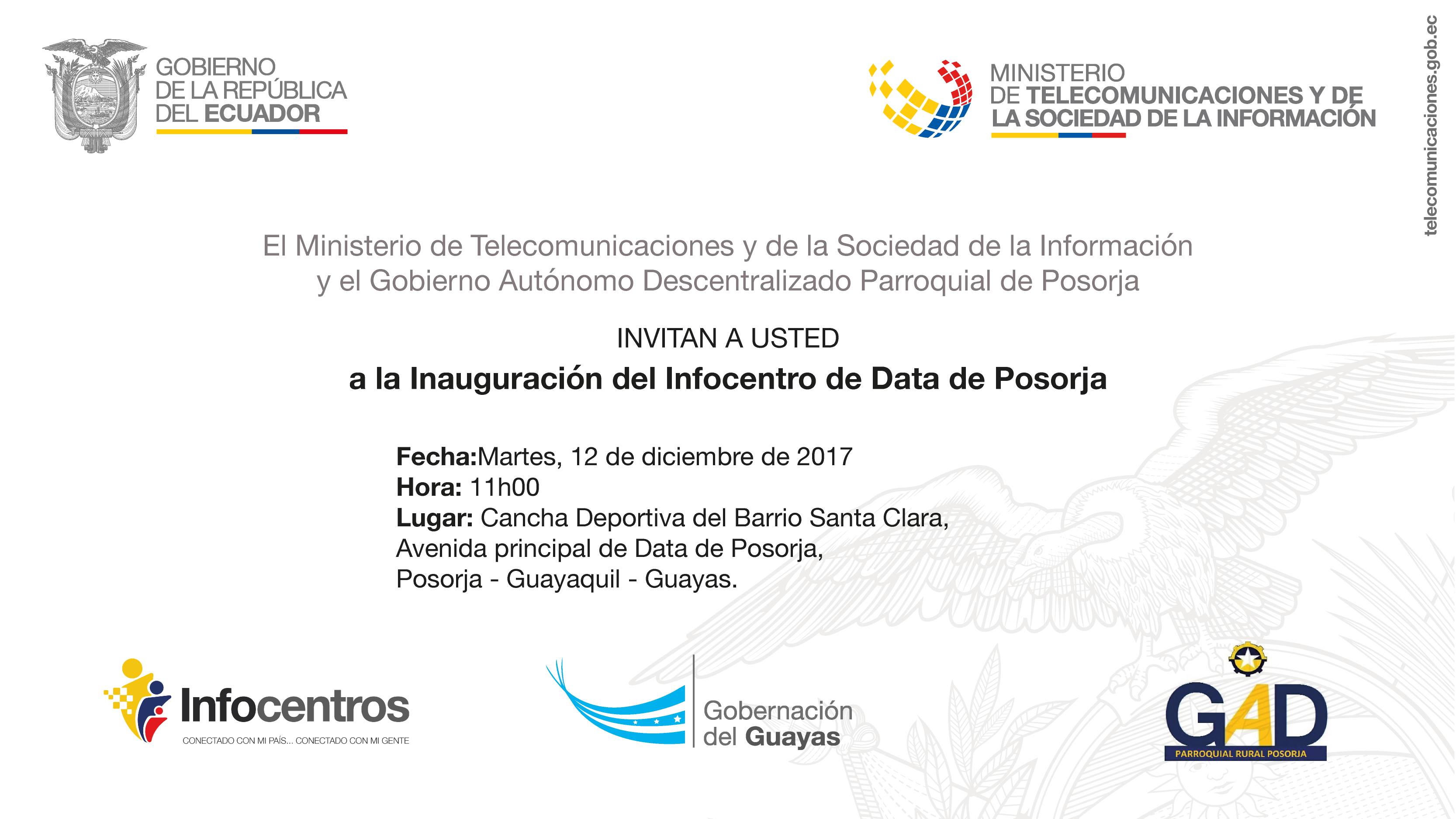Invitación a la inauguración del Infocentro de Posorja