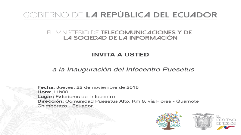 Invitación inauguración Infocentro Puesetús Alto