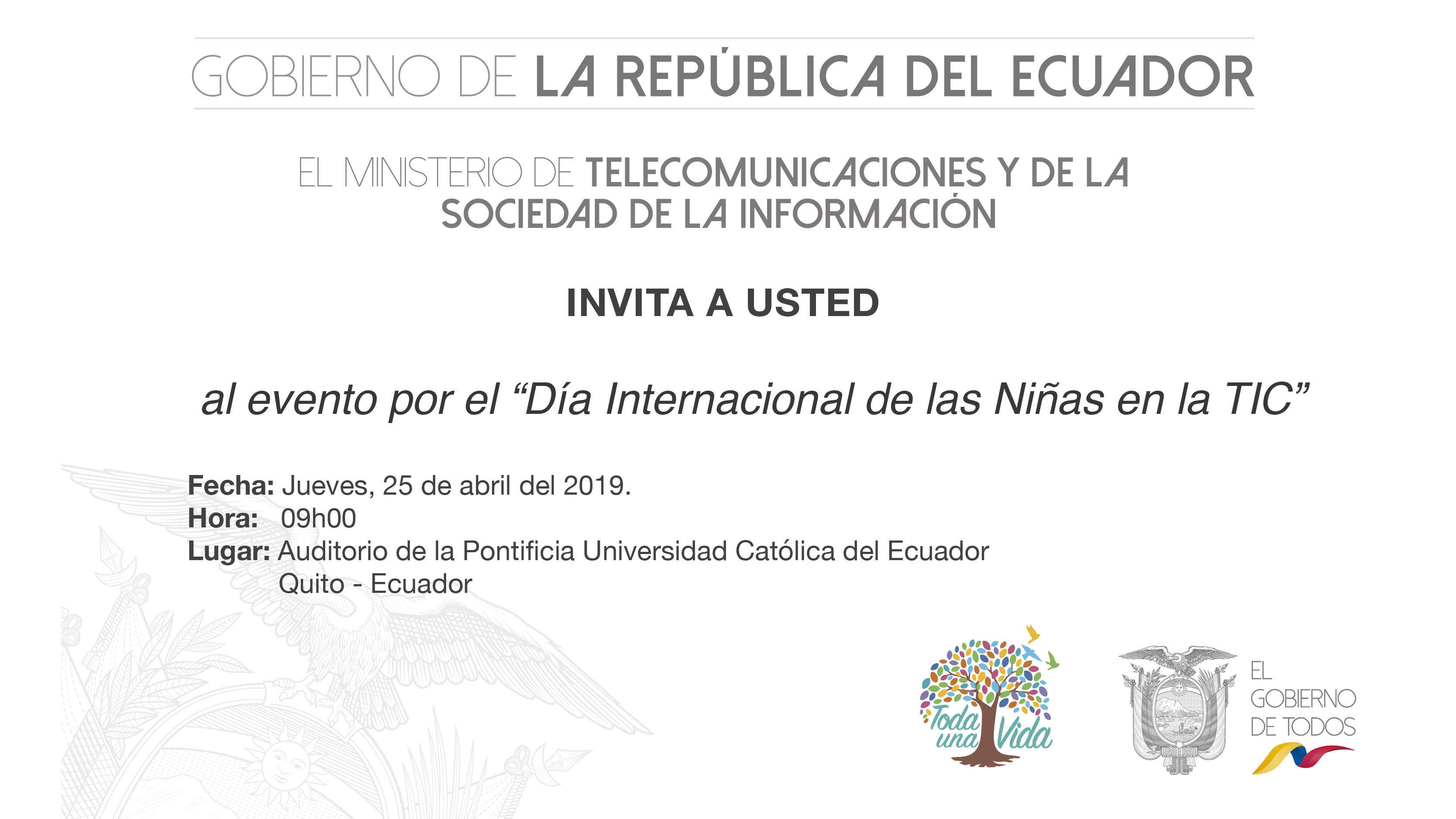 Invitación Día Internacional de las Niñas en las TIC.