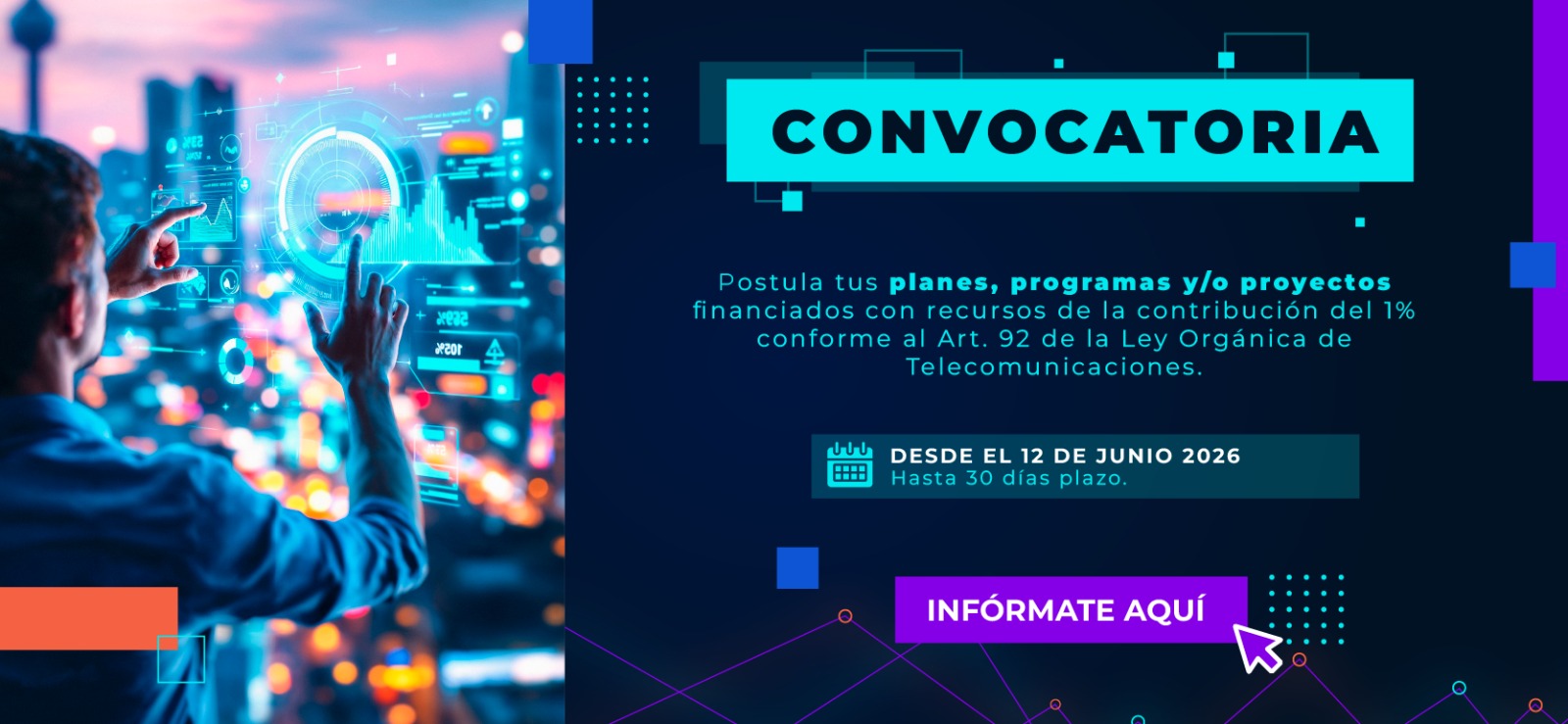 Convocatoria a la presentación de planes, programas y proyectos, financiados con recursos de la contribución del 1% a la que se refiere la Ley Orgánica de Telecomunicaciones